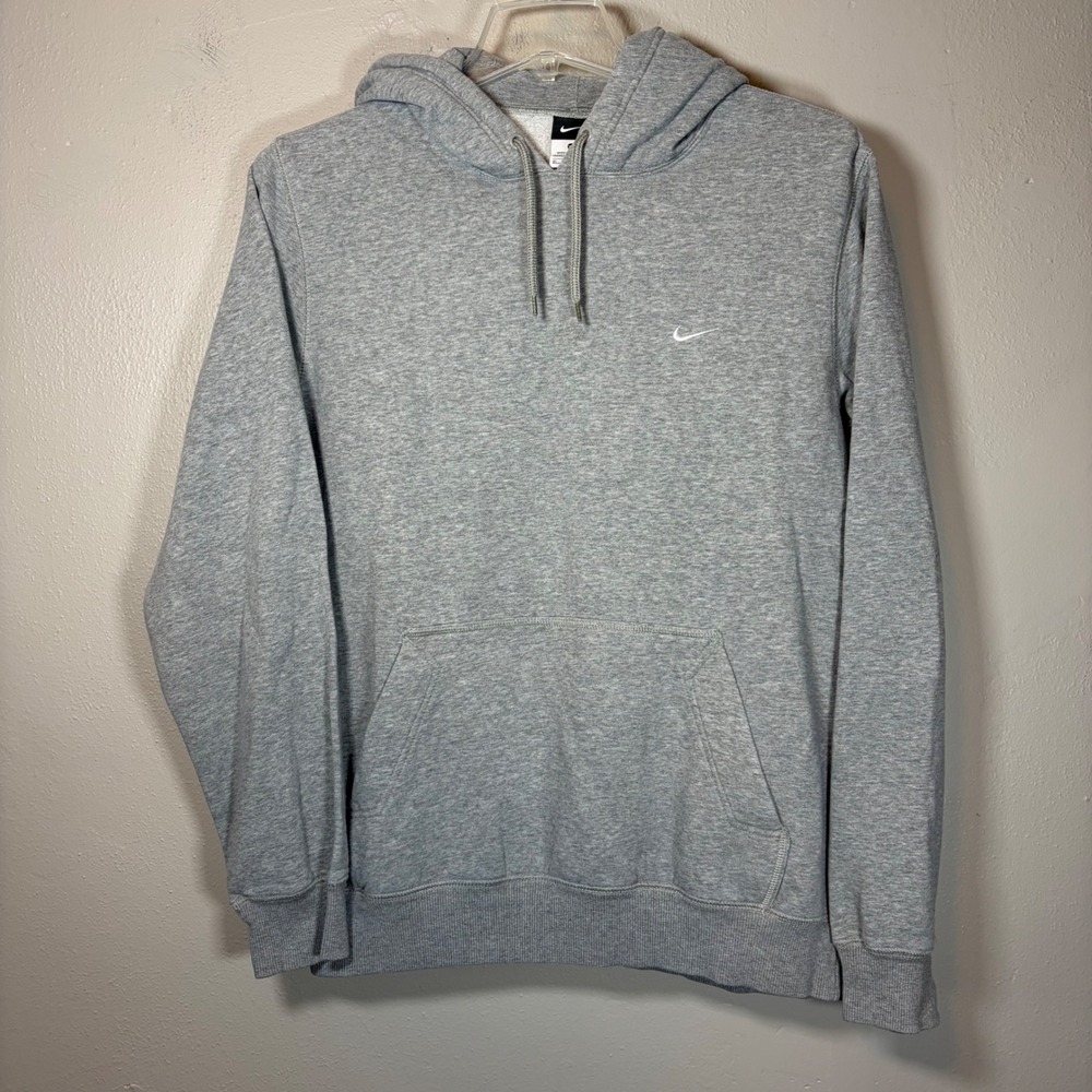 Nike Sportswear Essential Fleece Hoodie Grey White Swoosh 341572-063 Womens XL